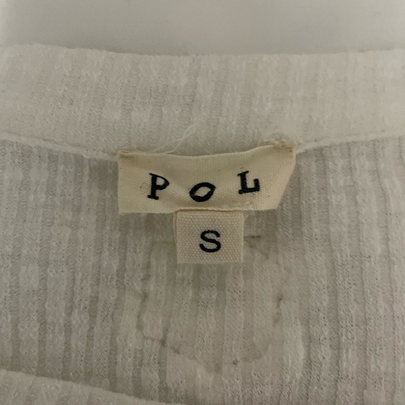 NWOT POL Fringe Hem Semi Sheer White Top. Size Small - Picture 6 of 6